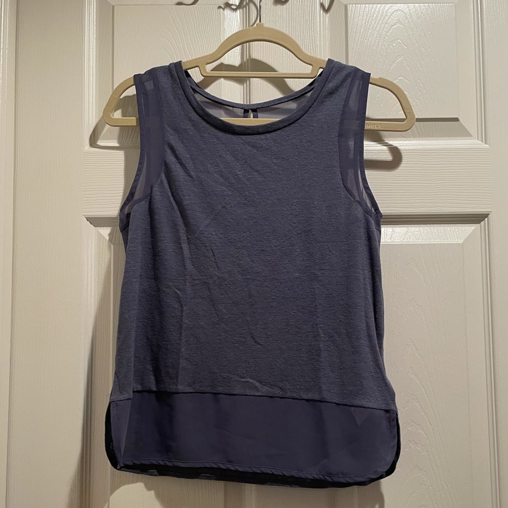 Light Navy Blue Blouse with Semi-Sheer Touches